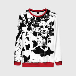 Свитшот женский Морда льва - абстракция, цвет: 3D-красный