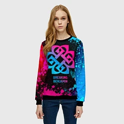 Свитшот женский Breaking Benjamin - neon gradient, цвет: 3D-черный — фото 2