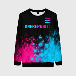 Свитшот женский OneRepublic - neon gradient посередине, цвет: 3D-черный