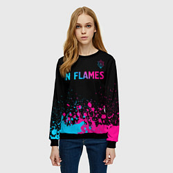 Свитшот женский In Flames - neon gradient посередине, цвет: 3D-черный — фото 2
