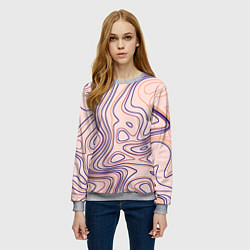 Свитшот женский Линии карандашом абстракция, цвет: 3D-меланж — фото 2