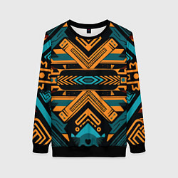 Свитшот женский Геометрический узор в стиле ацтеков, цвет: 3D-черный