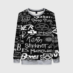 Женский свитшот Логотипы рок групп металические