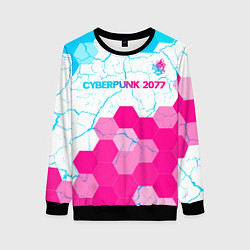 Женский свитшот Cyberpunk 2077 neon gradient style посередине