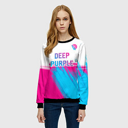 Свитшот женский Deep Purple neon gradient style посередине, цвет: 3D-черный — фото 2