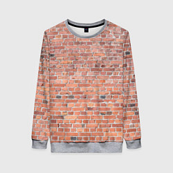 Свитшот женский Кирпичная стена узор, цвет: 3D-меланж