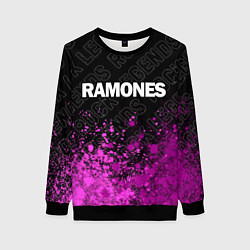 Свитшот женский Ramones rock legends посередине, цвет: 3D-черный