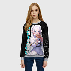 Свитшот женский Фрирен кушает пончик, цвет: 3D-меланж — фото 2