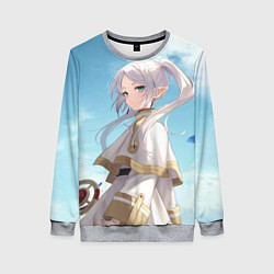 Свитшот женский Фрирен и небо - эльфийка, цвет: 3D-меланж