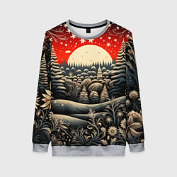 Женский свитшот Новогодняя сказка зимний рисунок