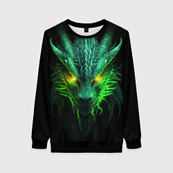 Женский свитшот Светящийся зеленый дракон 2024
