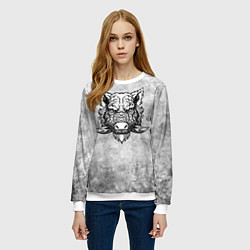 Свитшот женский Texture - дикий секач, цвет: 3D-белый — фото 2