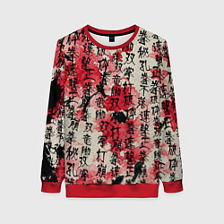 Свитшот женский Японский стиль паттерны, цвет: 3D-красный