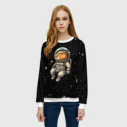 Свитшот женский Капибара бравый космонавт - фантазия, цвет: 3D-белый — фото 2