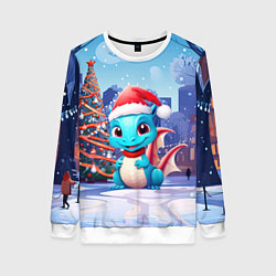 Свитшот женский Маленький дракон зимнего чуда, цвет: 3D-белый
