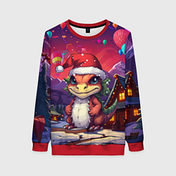 Женский свитшот Маленький новогодний милый дракон 2024