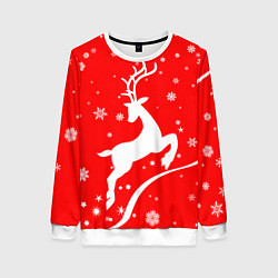Свитшот женский Christmas deer, цвет: 3D-белый
