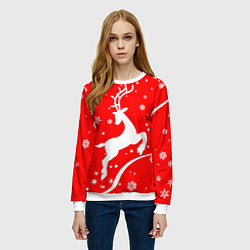Свитшот женский Christmas deer, цвет: 3D-белый — фото 2