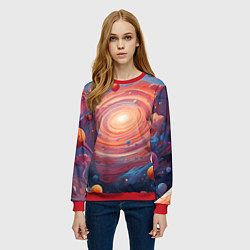 Свитшот женский Галактика в спирали, цвет: 3D-красный — фото 2