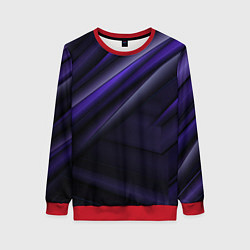 Свитшот женский Черный фиолетовый фон с абстракцией, цвет: 3D-красный