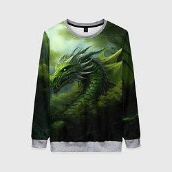 Свитшот женский Зеленый фэнтази дракон 2024, цвет: 3D-меланж