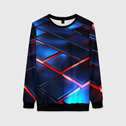 Свитшот женский Синие абстрактные плиты, цвет: 3D-черный