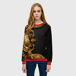 Свитшот женский Золотые объемные узоры, цвет: 3D-красный — фото 2