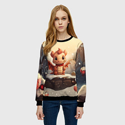 Свитшот женский Новогодний дракон 2024 символ года, цвет: 3D-черный — фото 2