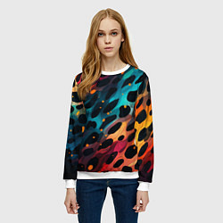 Свитшот женский Разноцветный леопардовый паттерн, цвет: 3D-белый — фото 2