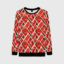 Свитшот женский Красные треугольники, цвет: 3D-черный