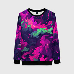 Свитшот женский Неопределенный яркий камуфляж, цвет: 3D-черный