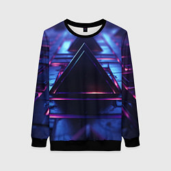 Свитшот женский Неоновый абстрактный треугольник, цвет: 3D-черный