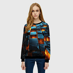 Свитшот женский Темные плитки в лаве, цвет: 3D-черный — фото 2