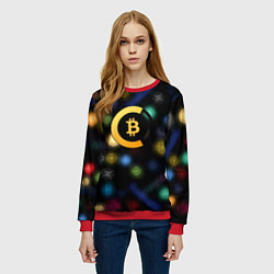 Свитшот женский Bitcoin logo criptomoney, цвет: 3D-красный — фото 2