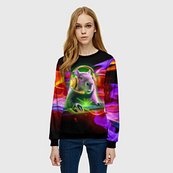 Свитшот женский Capybara is an avid gamer, цвет: 3D-черный — фото 2