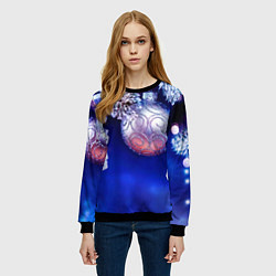 Свитшот женский Новогодняя елка с шарами, цвет: 3D-черный — фото 2