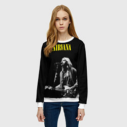 Свитшот женский Группа Nirvana Курт Кобейн, цвет: 3D-белый — фото 2