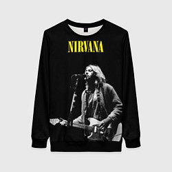 Свитшот женский Группа Nirvana Курт Кобейн, цвет: 3D-черный