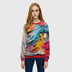 Свитшот женский Абстрактная живопись акрилом, цвет: 3D-красный — фото 2