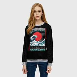 Свитшот женский Волна канагава, цвет: 3D-меланж — фото 2