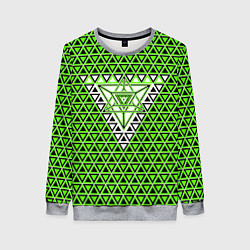 Женский свитшот Зелёные и чёрные треугольники