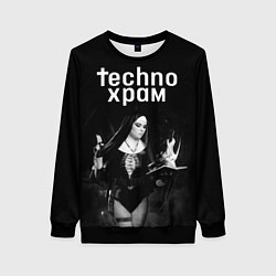 Свитшот женский Techno храм монашка колдунья, цвет: 3D-черный