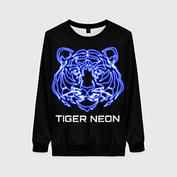 Свитшот женский Tiger neon art, цвет: 3D-черный