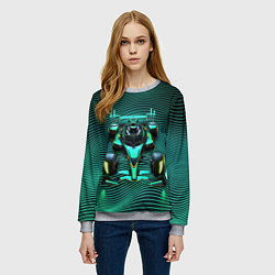 Свитшот женский Болид на неоновых волнах, цвет: 3D-меланж — фото 2