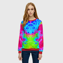 Свитшот женский Tie-Dye abstraction, цвет: 3D-красный — фото 2