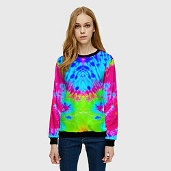 Свитшот женский Tie-Dye abstraction, цвет: 3D-черный — фото 2