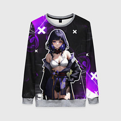 Свитшот женский Сёгун Райден в белье - genshin impact, цвет: 3D-меланж