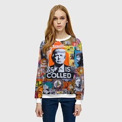 Свитшот женский Donald Trump - american сollage, цвет: 3D-белый — фото 2