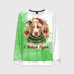 Женский свитшот Зимний питбуль