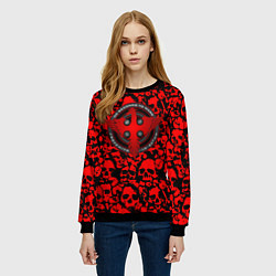 Свитшот женский Thirty Seconds to Mars skull pattern, цвет: 3D-черный — фото 2